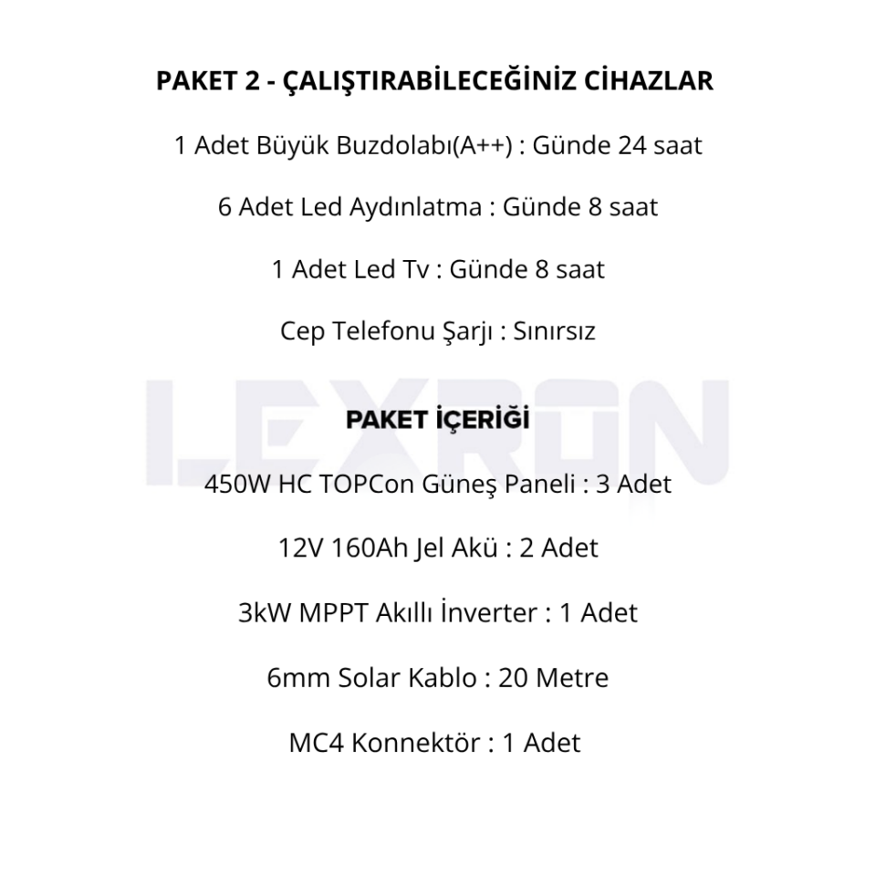 3kW JEL AKÜLÜ SOLAR PAKET SİSTEM 1 (PAKET 2)