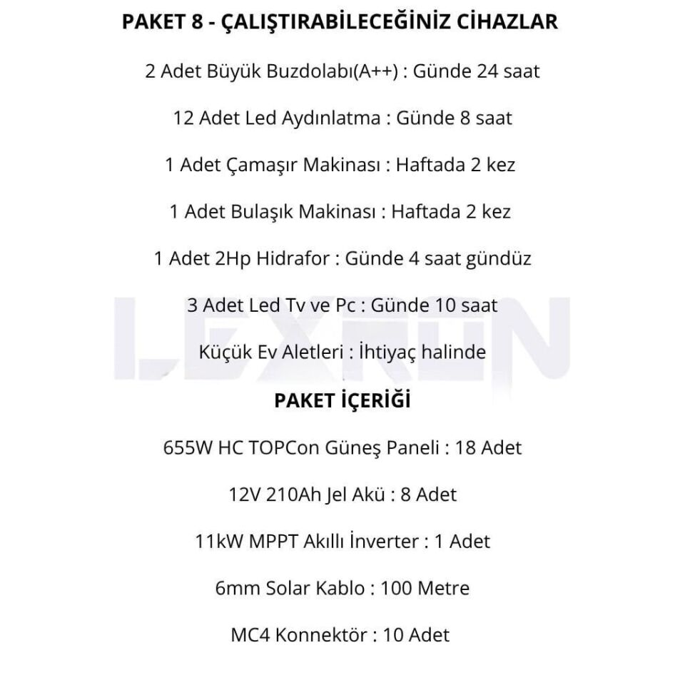 11kW JEL AKÜLÜ SOLAR PAKET SİSTEM 1 (PAKET 8)