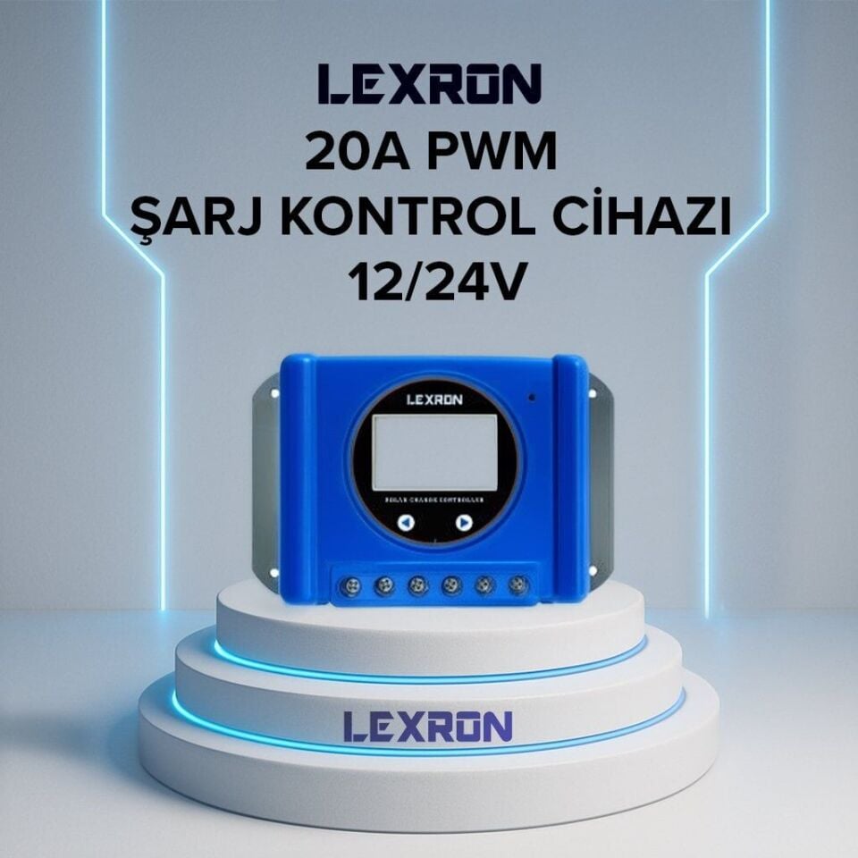 LEXRON 20A 12/24 V PWM ŞARJ REGÜLATÖRÜ (ŞARJ KONTROL CİHAZI)