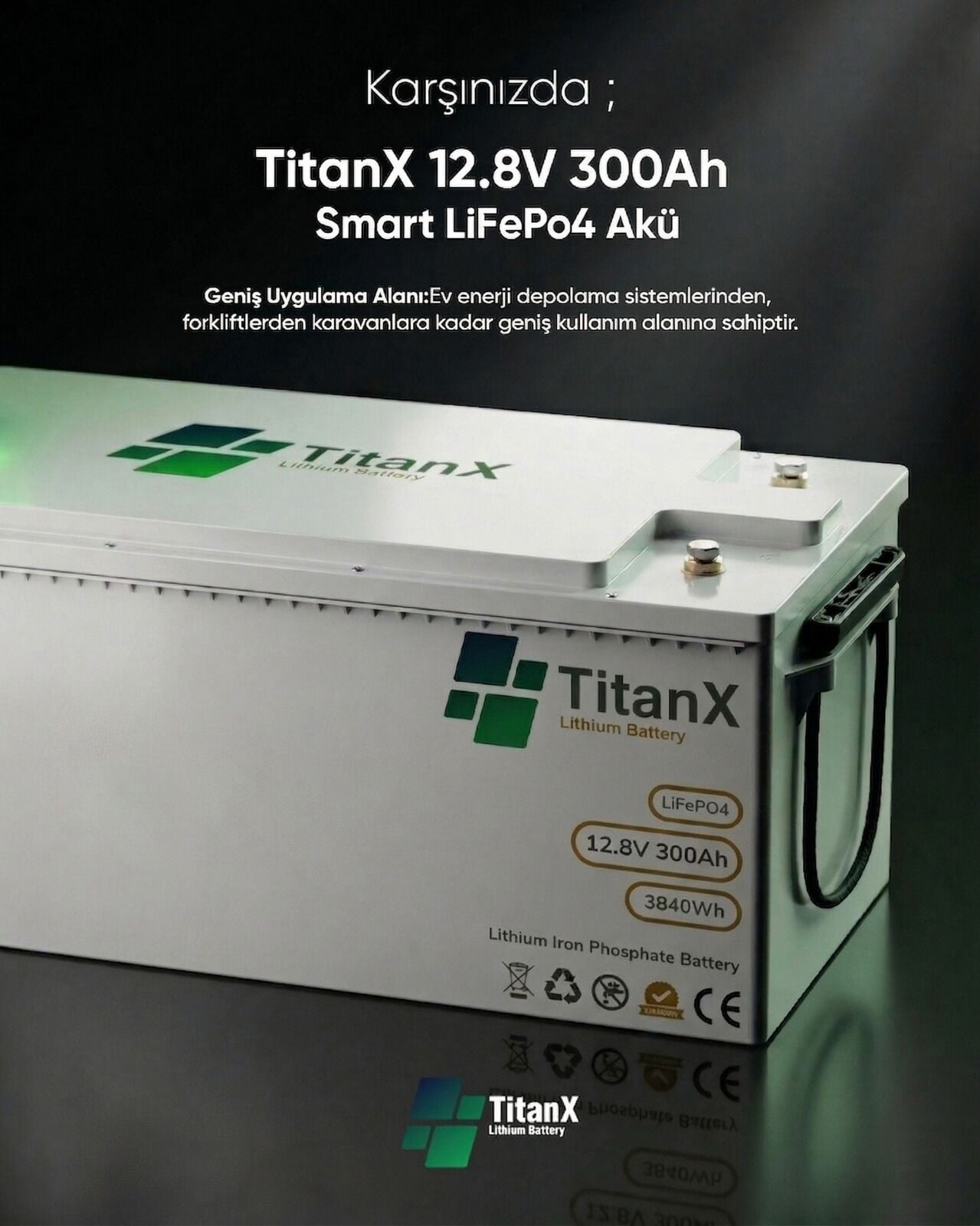 12.8V 300AH LİTYUM BATARYA