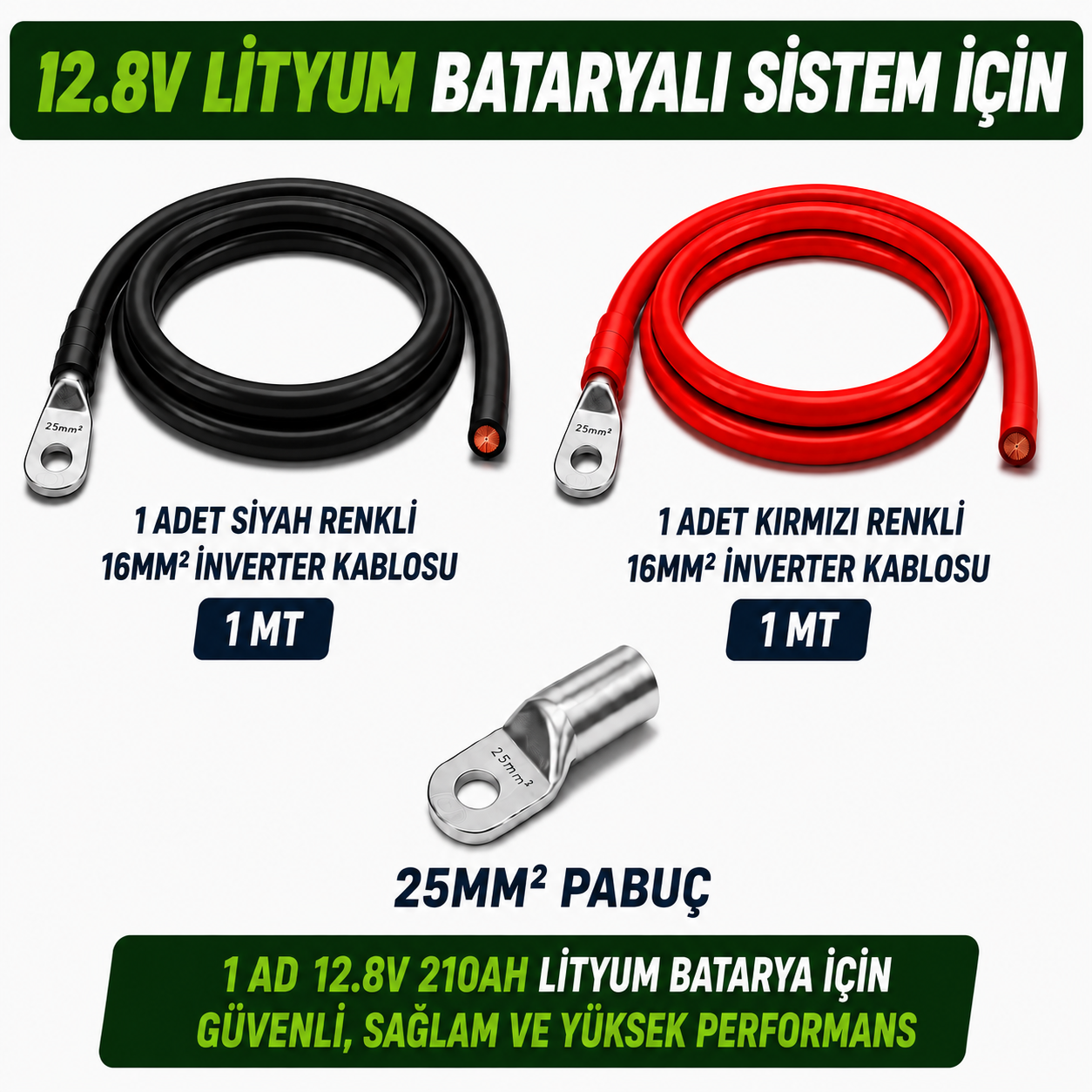 1 ADET 12.8V 210Ah LİTYUM BATARYA UYUMLU BAĞLANTI VE MONTAJ SETİ