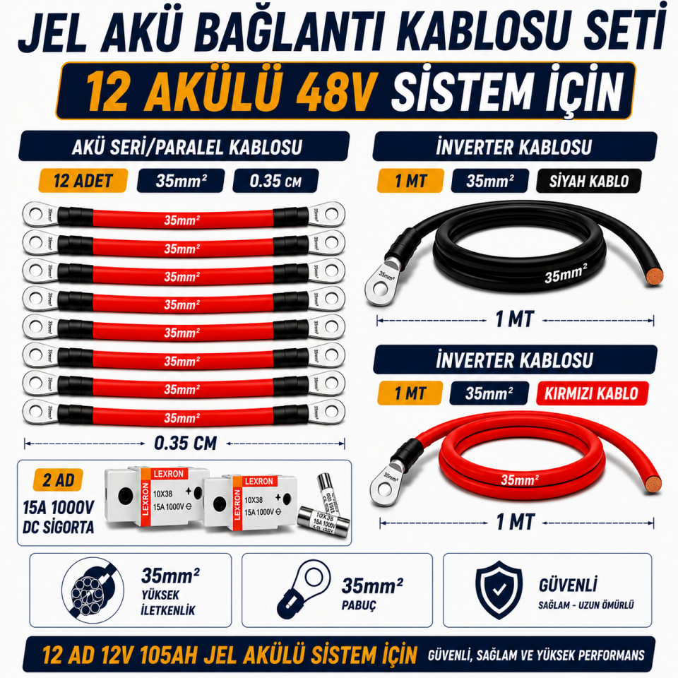 12 JEL AKÜLÜ 48V SİSTEM İÇİN MONTAJ SETİ